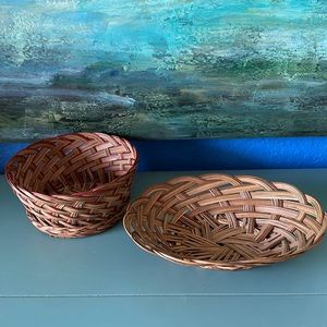 2 Vintage Woven Baskets Bread/ Fruit/ Nuts